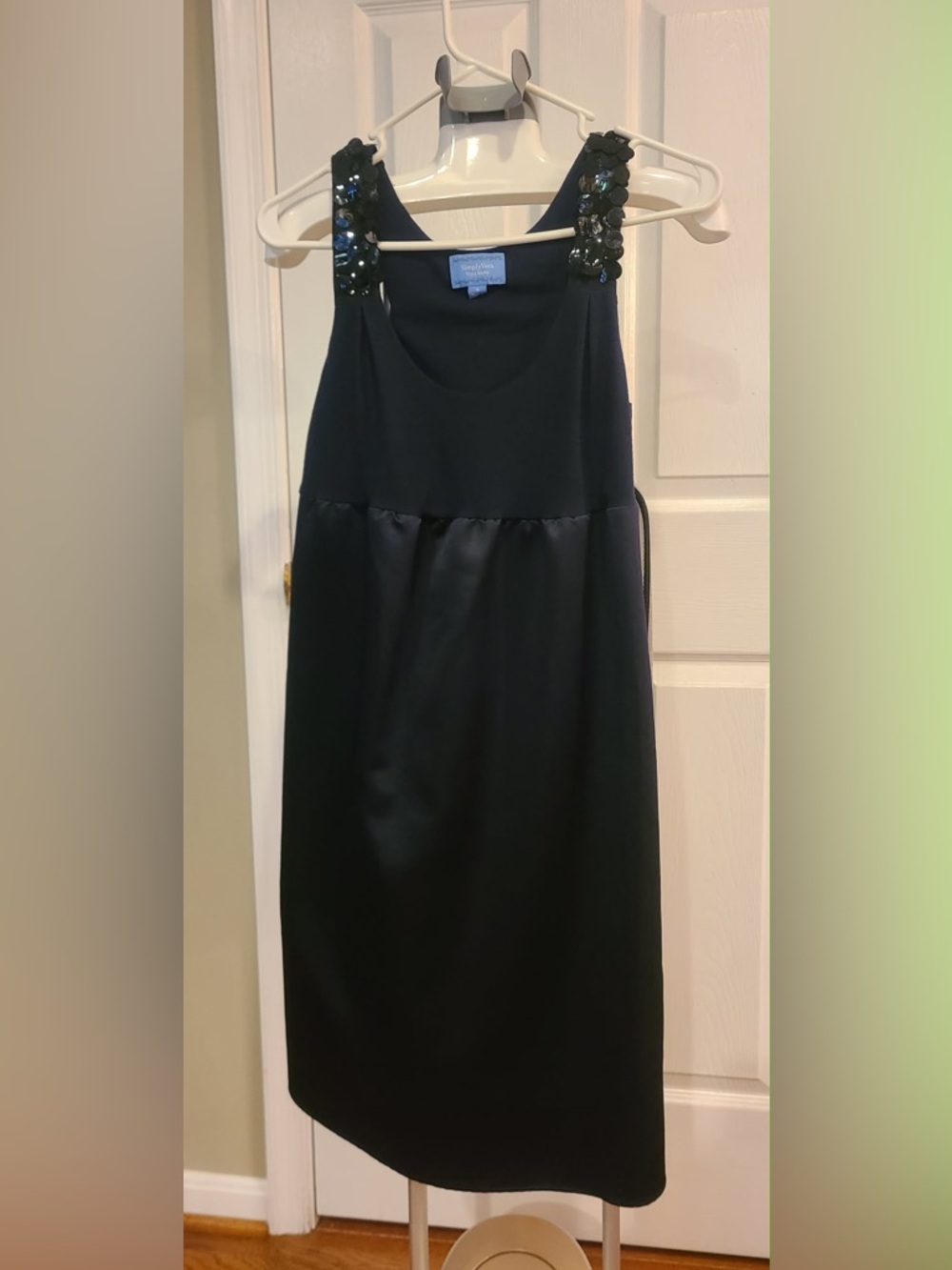 Simply Vera Vera Wang Navy and Black Midi Dress with Embellished Straps - Picture 3 of 16